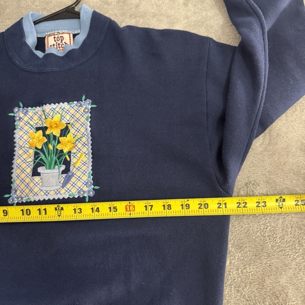 Vintage Morning Sun Collared Cottagecore‎ Embroidered Grandma Sweatshirt L USA - Picture 5 of 7